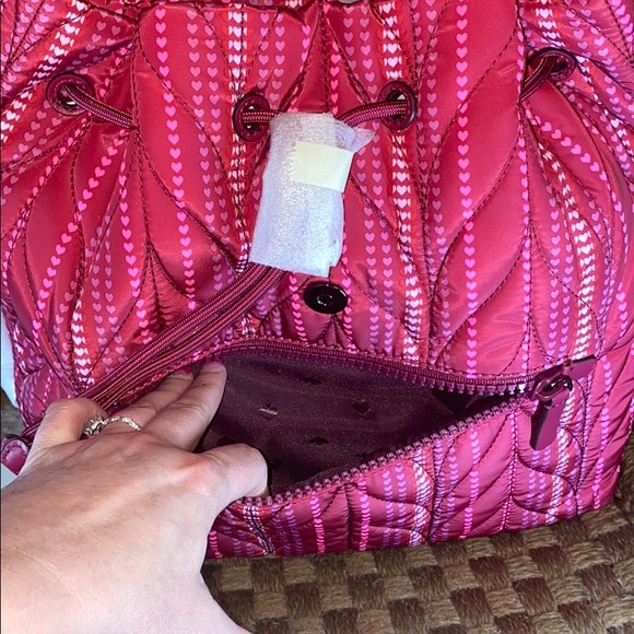 Kate Spade Ellie heart quilted backpack cranberry - Picture 7 of 11